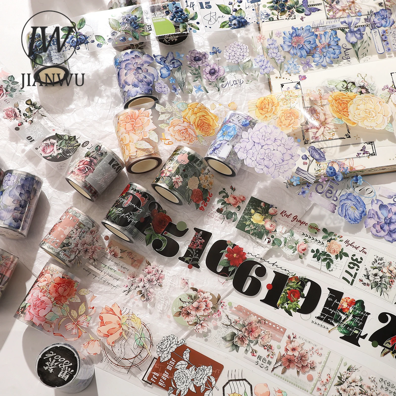 Jianwu 500cm/Rollzeit ist wie eine Blumen serie Vintage Blumen landschaft Dekor Haustier Band kreative DIY Journal Collage Briefpapier