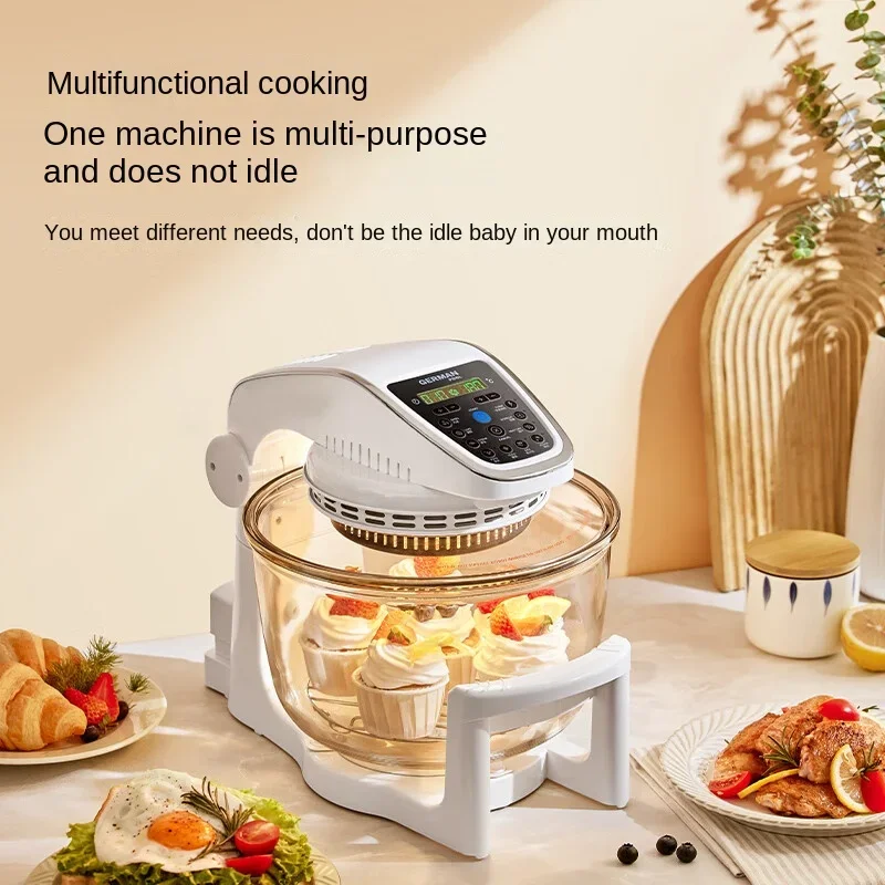 Glass Air Frying Pan Household Oil Smoke Free Electric Frying Pan Light Wave Stove Visible Potato Chip Machine 3-5 Persons 220V