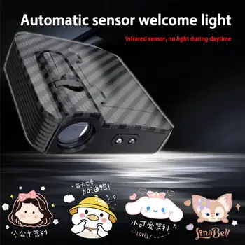 Kreslený roztomilý kuromi uvítací světlo projekční lampy na dveře auta hd ambientní světlo indukční projekční lampa otevřít dveře dekorace auta 8 nejlepší prodej Světlo korunních dveří Toyota - №4