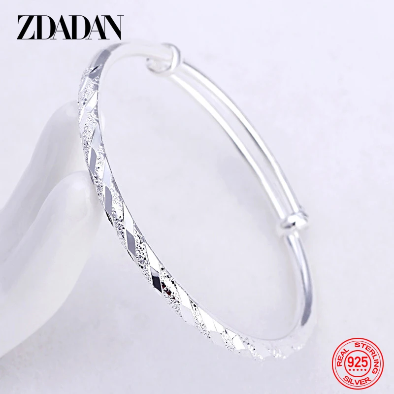 ZDADAN Schlichtes Peeling-Armband und Armreifen aus 925er-Sterlingsilber für Damen, Modeschmuck