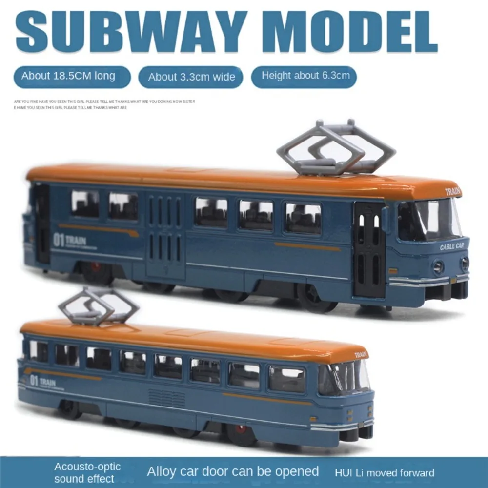 Simulation Rail Tram Light Rail Tram Model 1:50 Retro Sound and Light Bus Alloy Five Color Rail Tram Train Model