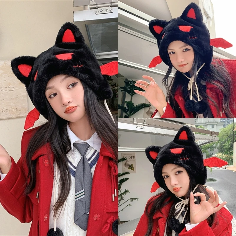 

Cartoon Cat Ear Earflap Hat for Teen Anime Enthusiasts Christmas Protect Ear Hat 28TF