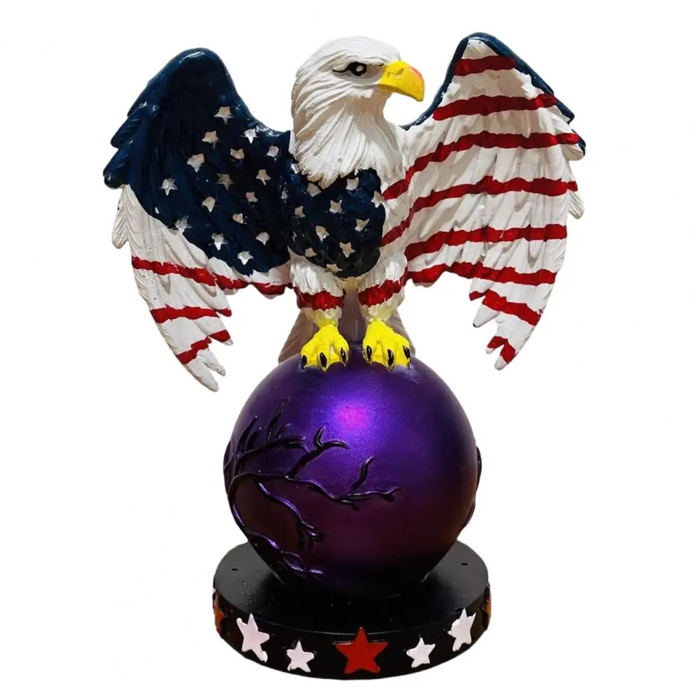 Hand Painted Eagle Ornament Perched Eagle Ball Lamp Hand-painted Bird Resin Light Sculpture Usb Powered Ambient for Room