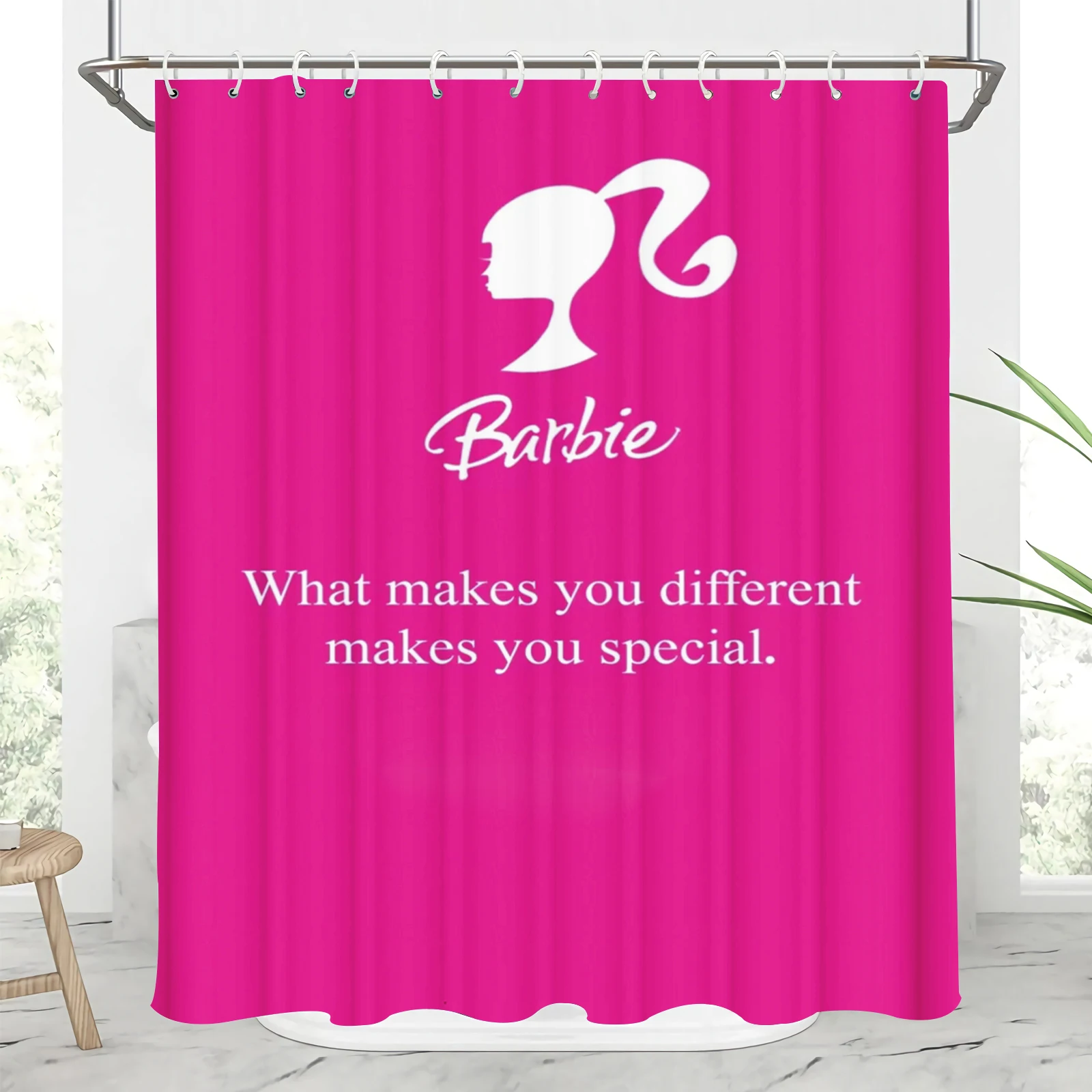 

Barbie-Full Shower Curtain and Screen Set, 100% Polyester, Luxury Cartoon, Funny, Hook Up Accessories, Bathroom, Cute Bath