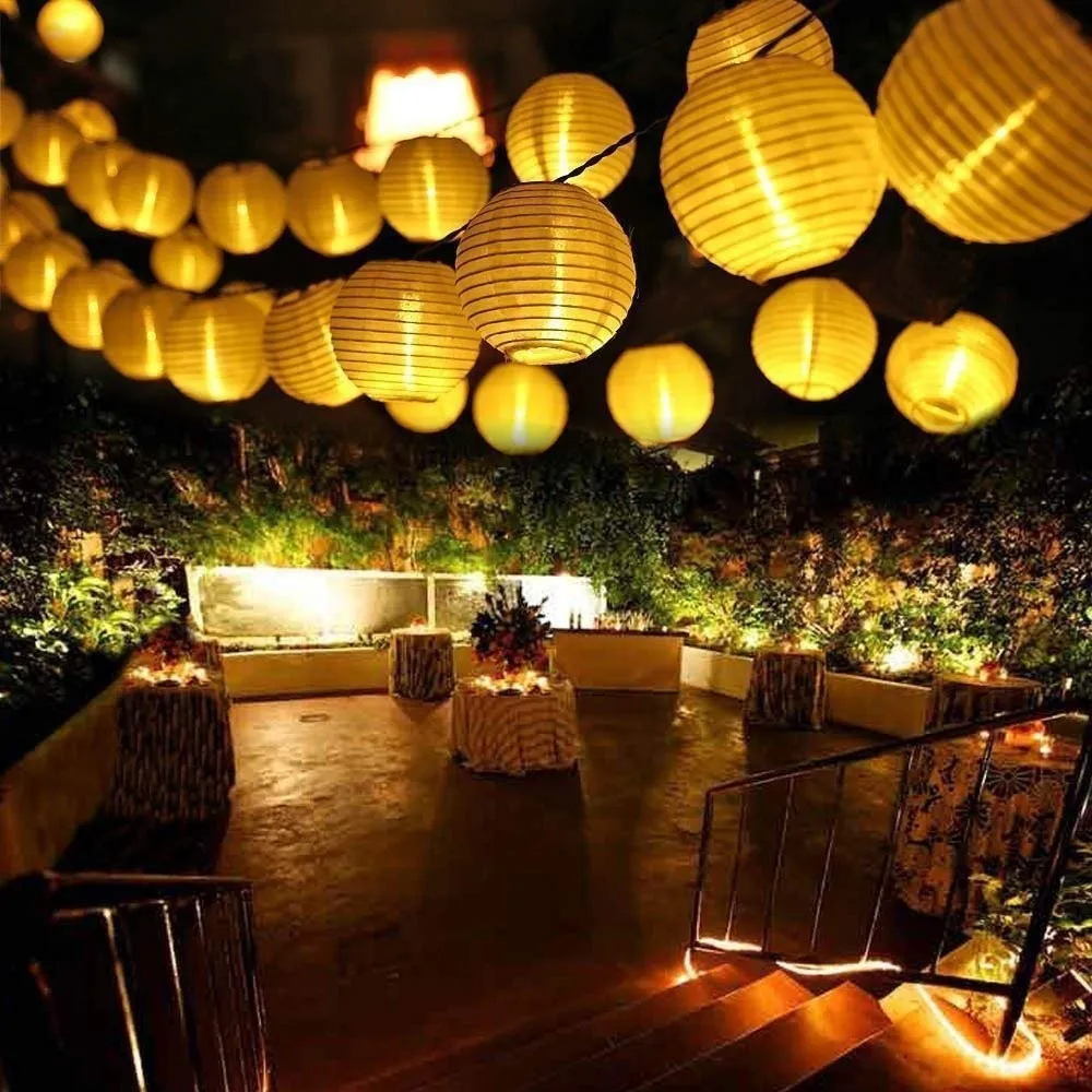 10pcs Lantern- String Fabric Folding Paper Lantern For Yard Bedroom Wedding