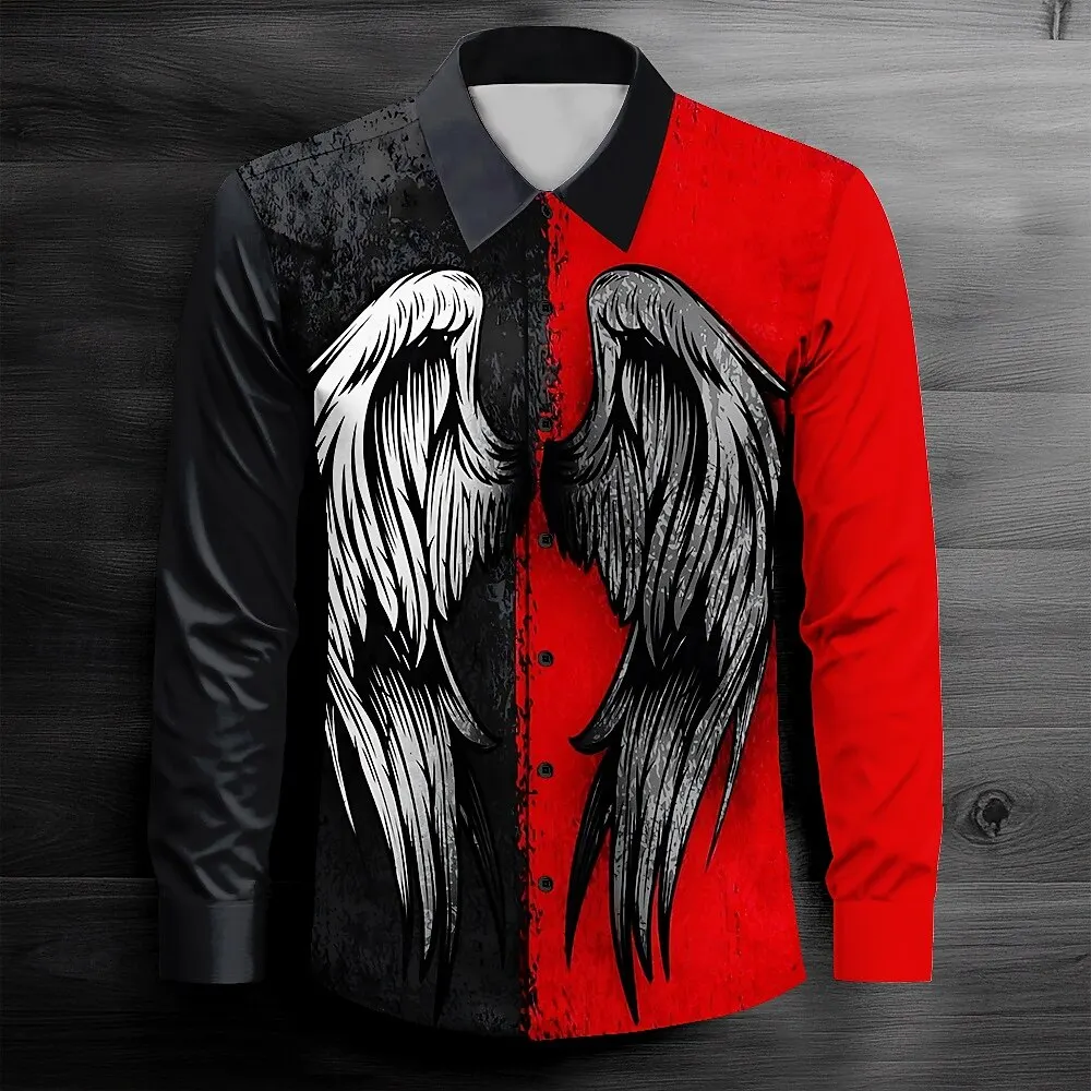 Shirt Men's Creative Black and White Wolf Leopard Shirt Business Casual Street Outdoor New Tops T-shirt Soft and Comfortable