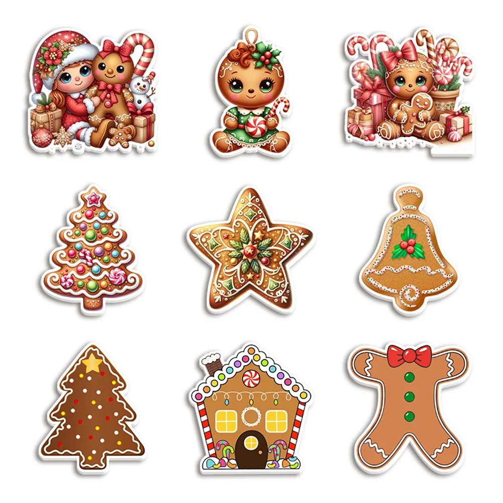 Christmas Design Xmas Tree Gingerbread Man Resin Planar Transparent Glitter Acrylic Flatback for Badge Bow Keychain Decoration