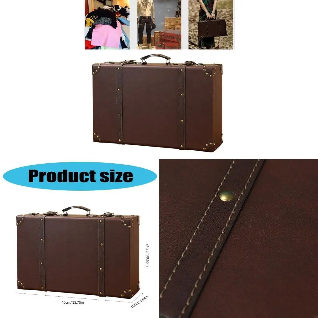 62KD Vintage Suitcase Antique Travel Trunk Travel Accessory Photography Props Case