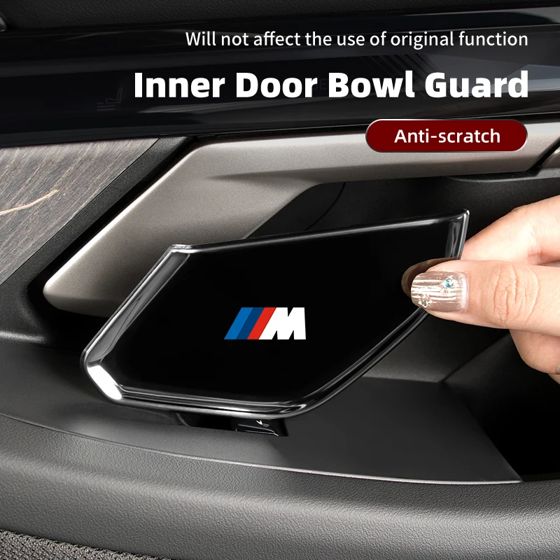 Aço inoxidável Car Styling Inner Door Handle Bowl Cover, Guarnição Adesivos, Auto Porta Decoração Acessórios, BMW Série 5, G60, 2022, 4Pcs