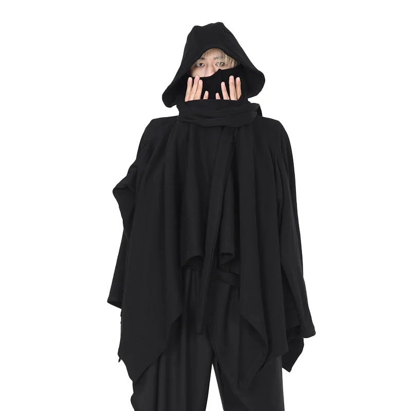 

Men's Hooded Cape Coat Spring And Autumn New Dark Department Men's And Women's Same Style Medium Length Leisure Cape