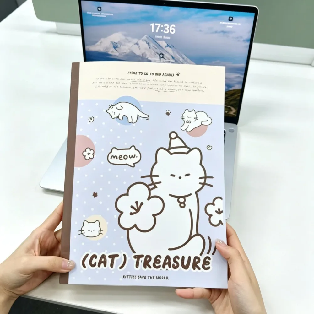 Perforated Tear Off Page Cat Notebook 55gsm Paper 180 Degree Flat Lay Lined Study Notebook 200 Page Lined Page Tear Off Notebook