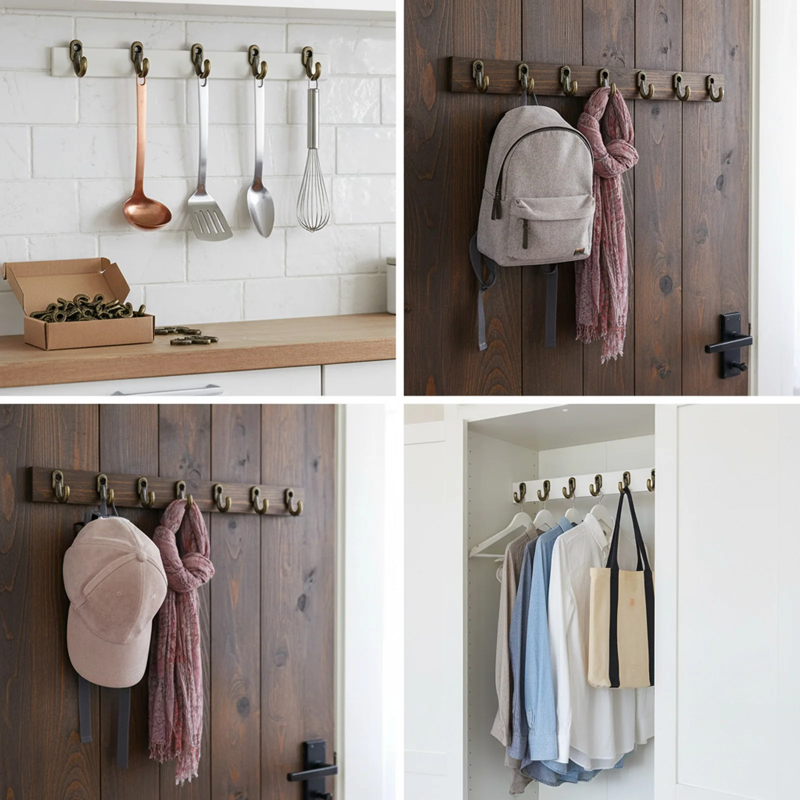 40 قطعة هوك تخزين الحائط ثقب واحد هوك لباب خزانة الملابس متعددة الوظائف المنظم السنانير ديكورات المنزل