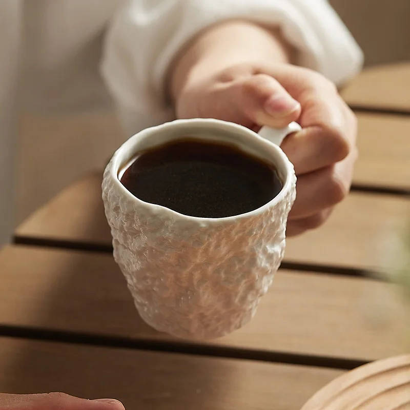 Taza de leche con diseño de roca, taza de desayuno, taza de café expreso con oreja colgante de cerámica, taza de té de la tarde en inglés creativa, taza de agua