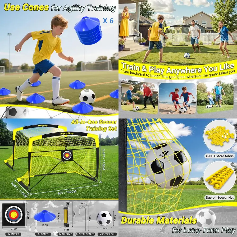 

Portable Soccer Goals for Ages 6-14: Durable, Easy Setup for Backyard, Park, or School