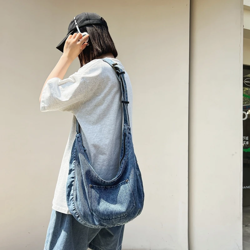 

Big Denim Women's Bag New Jeans Shoulder Cross Bag Messenger Bag Y2K Cowboy Eco Bag Korean Shopping Satchels Soft Canvas Handbag