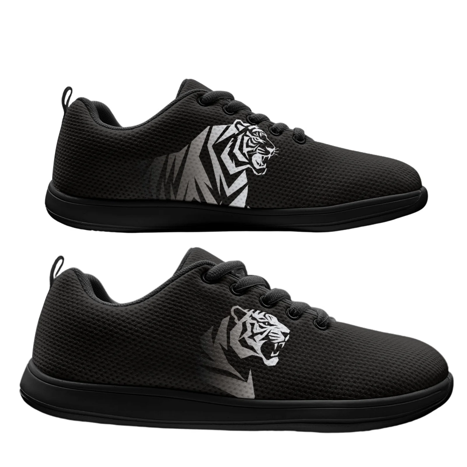 PENSTROLL Geometric Tiger Lightweight Wide Width Comfort Shoes for Athletic Mesh & EVA Barefoot Shoes Backless Tennis Sneakers