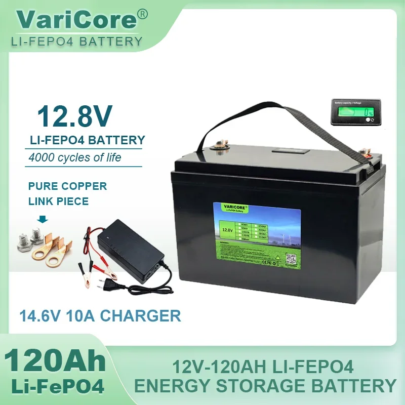 

VariCore 12V 120AH 4s LiFePO4 Battery 12.8V Lithium Batteries 4000 Cycles For RV Campers Golf Cart Off-Road Off-grid Solar Wind