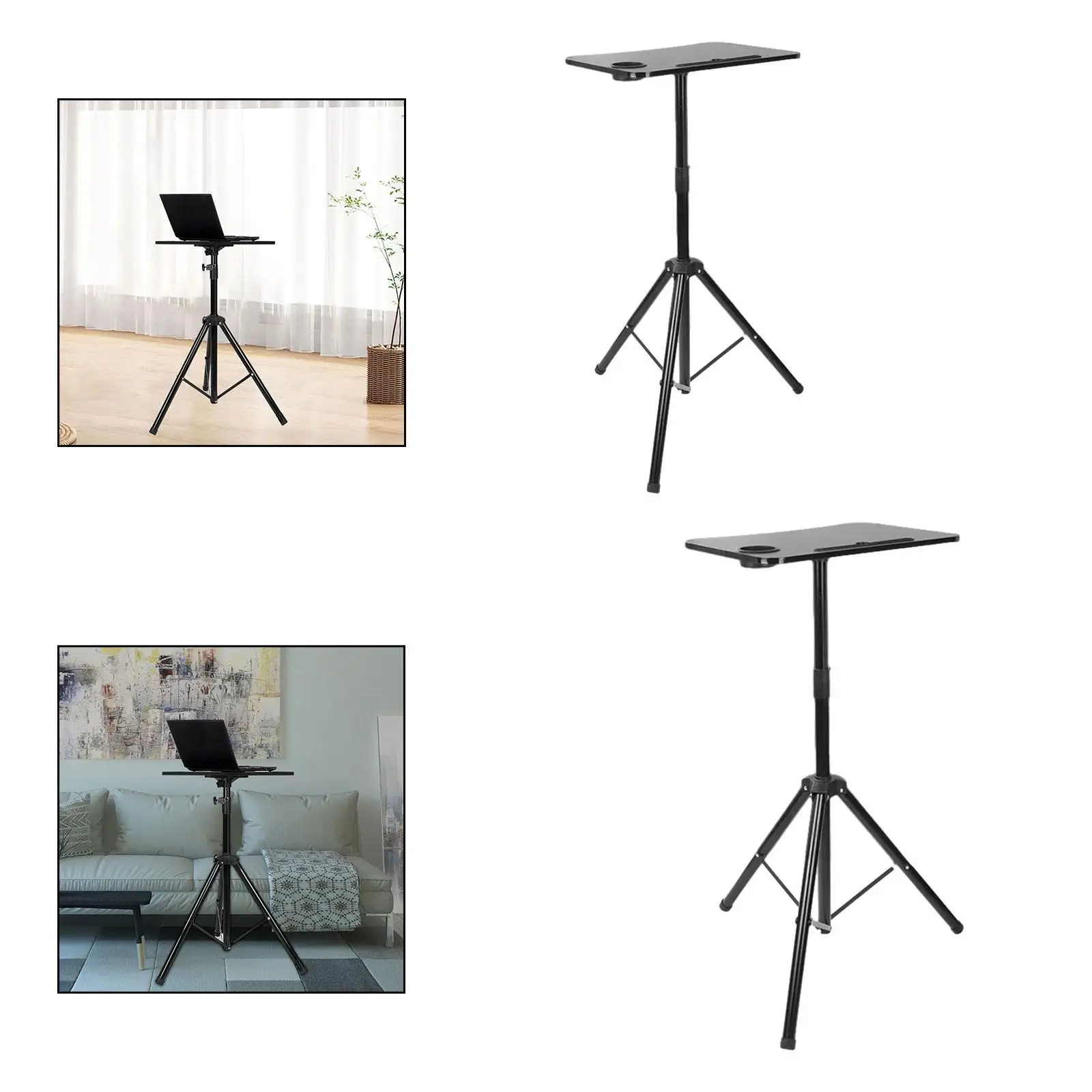 Laptop Tripod Stand with Top Tray with Cup Holder Multipurpose Foldable for Musical Instruments Saving Space Lightweight