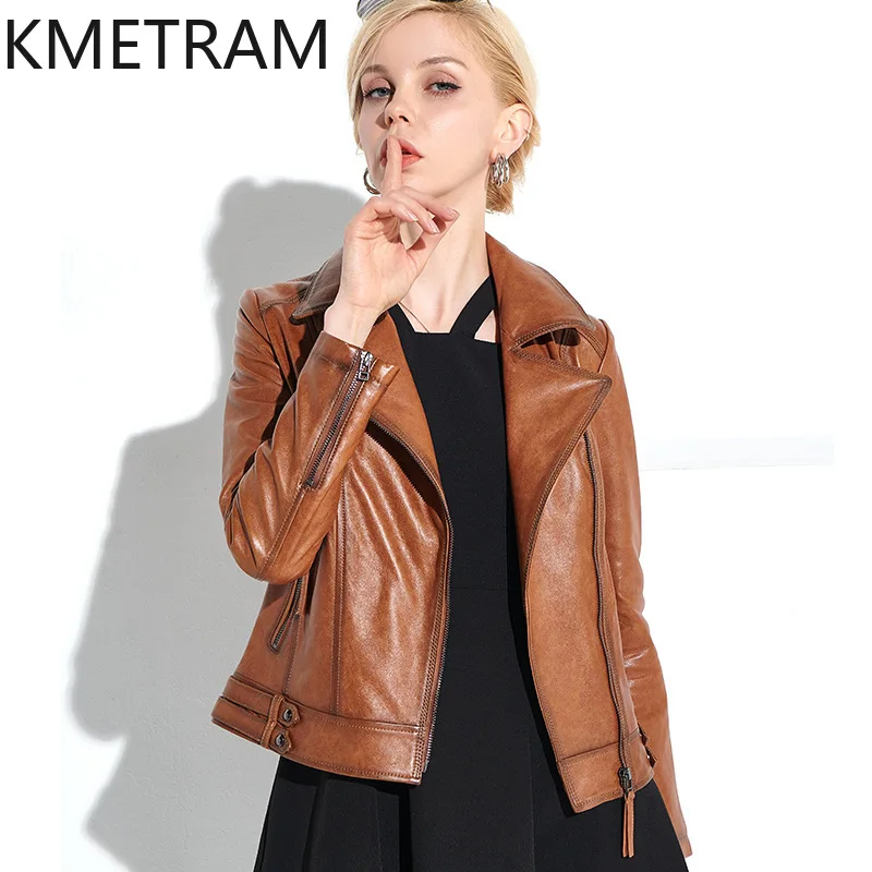 100% Sheepskin Genuine Leather Jacket Women New in Outerwears Cropped Motorcycle Jackets Autumn and Winter Clothes 2024 дубленка