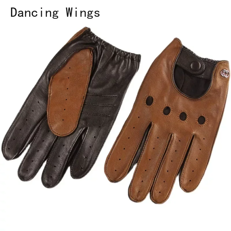 Men Genuine Leather Gloves Black Brown Winter Autumn Fashion Breathable Driving Sports Gloves Mittens For Male Female