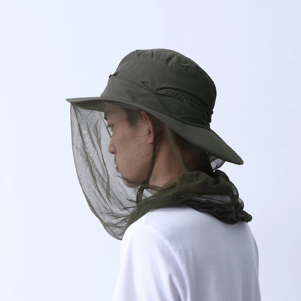 Mosquito Proof Hat Quick Dry Breathable Net For Fishing Hiking Camping Sun Protection Insect Repellent Headwear Army Green