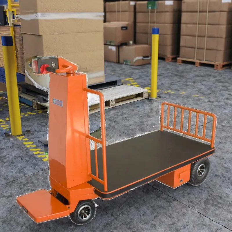 500KG Nenkeen Heavy Duty Four-Wheel Stainless Steel Platform Motorized Electric Flat Cart Trolley OEM Storage