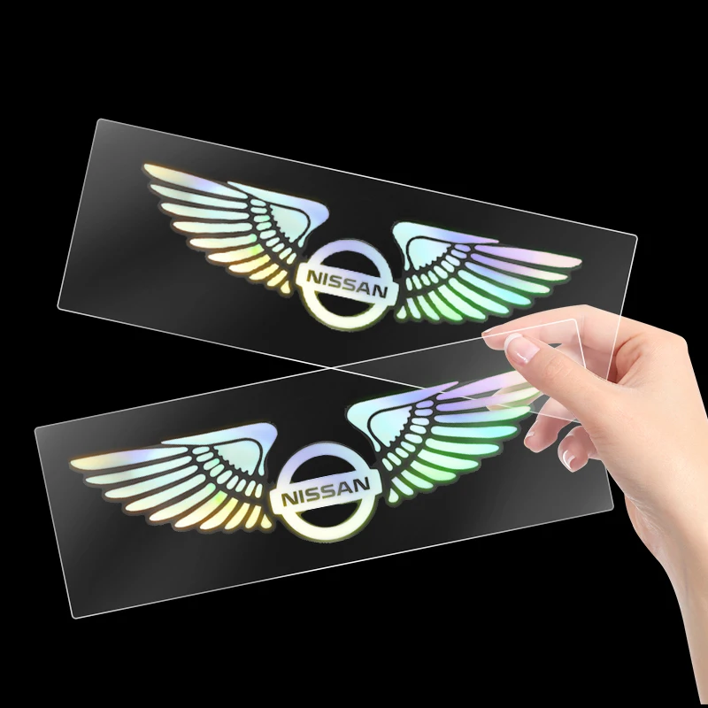 Reflective Colorful Angel Wings Laser Car Logo Stickers For Nissan J10 X-Trail Qashqai Juke Leaf Micra NOTE Patrol Gadgets