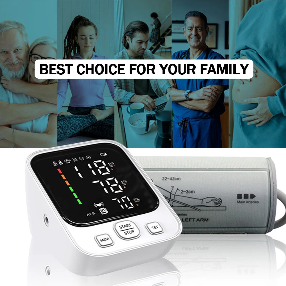 

LED Big Display Blood Pressure Monitor USB Portable Automatic Digital sphygmomanometer heart rate Monitoring BP Monitor