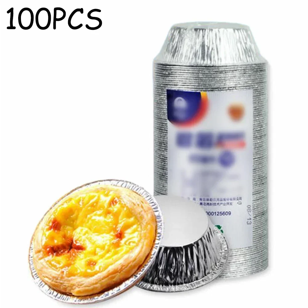 New 100Pcs Egg Tart Molds Disposable Aluminum Foil Diy Cupcake Molds Nonstick Cake Egg Baking Molds For Kitchen Tools Bakewear