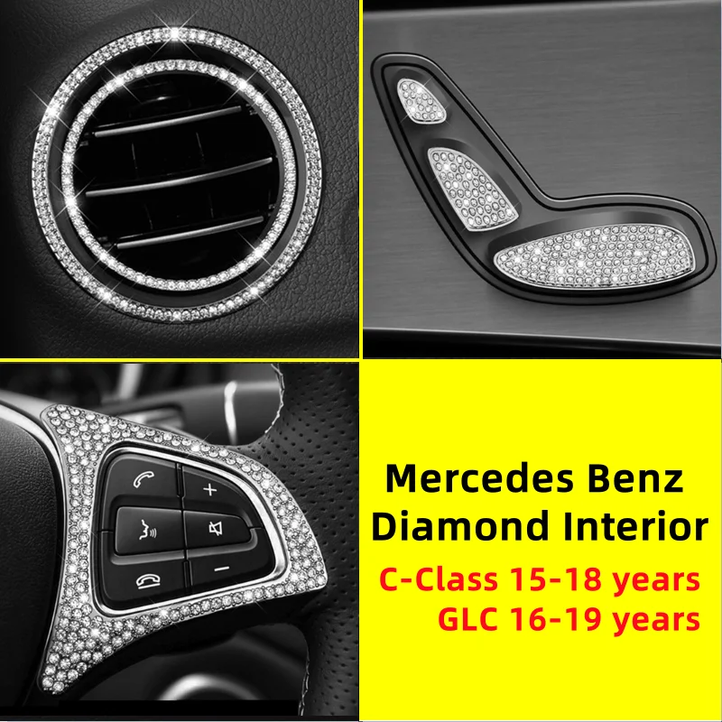 

Для Mercedes Benz 15-18 лет C180 C200 C260 GLC300 W205 рулевое колесо автомобиля ручка воздушной панели ромбовидное украшение интерьер кристалл