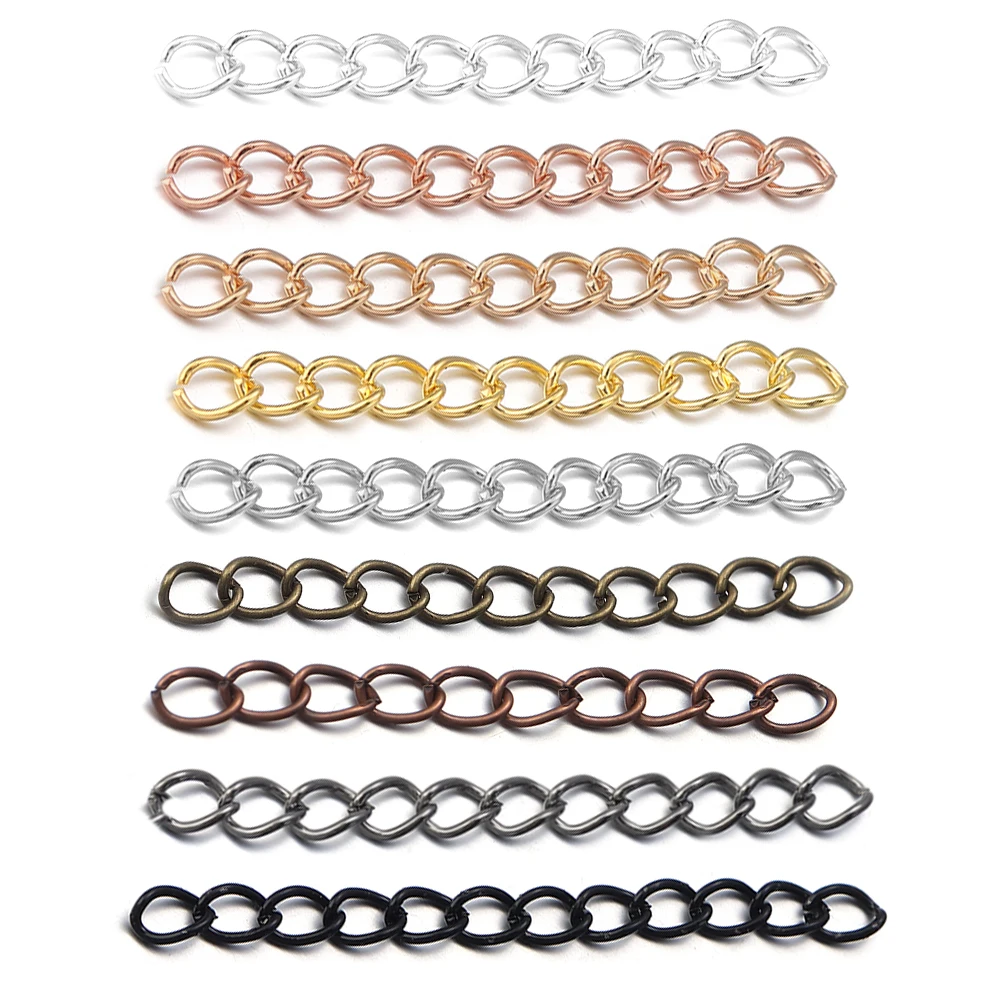100pcs/lot Iron 50mm 70mm Welded Extended Extension Chain Bulk Tail Chain For Jewelry Making DIY Bracelet Necklace Supplies