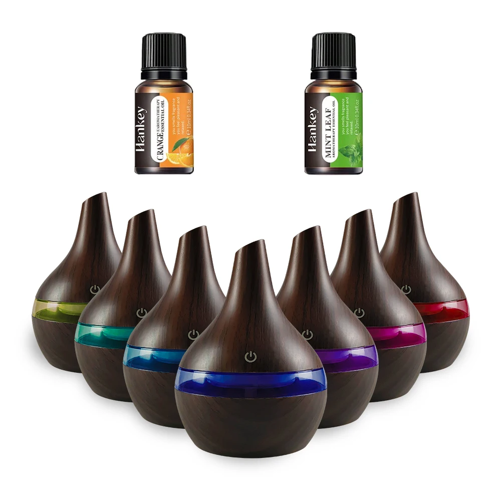 

Диффузор для дома, 300 мл, увлажнитель с древесным зерном, масляный диффузор, в комплект входит 2 ароматических масла (питание от USB)