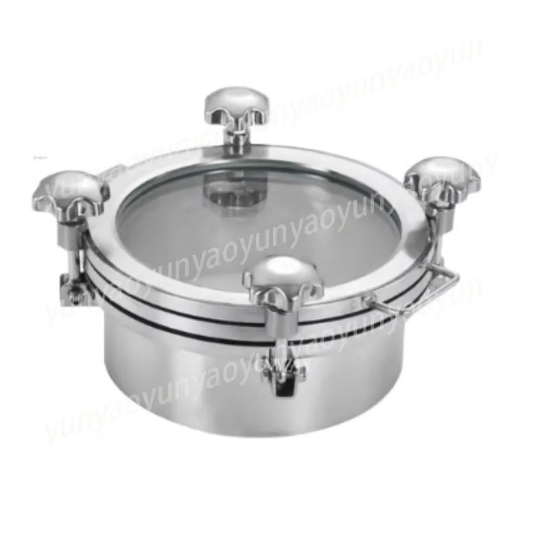DN89 304 Stainless Steel Pressure Manhole Cover Large Sanitary Grade Glass Flange Hand Hole Welding Thickened Observation Window