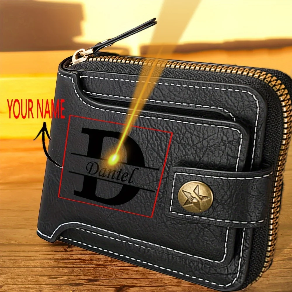 

Men's Vintage PU Leather Wallet - Custom Name Personalized Gift for Groomsmen, Father's Day, Anniversary & Christmas Present