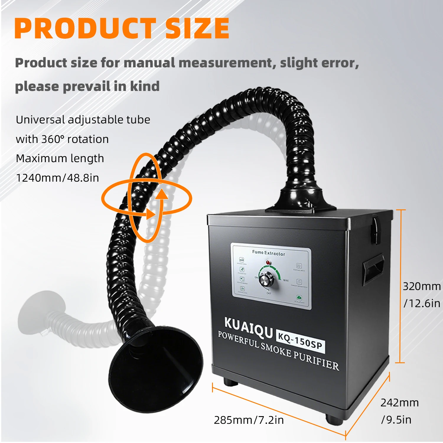 2025 New KUAIQU KQ-150SP 150W H13 Industrial Smoke Purifier 99.97% Filtration 5-Speed for Welding Casting Line