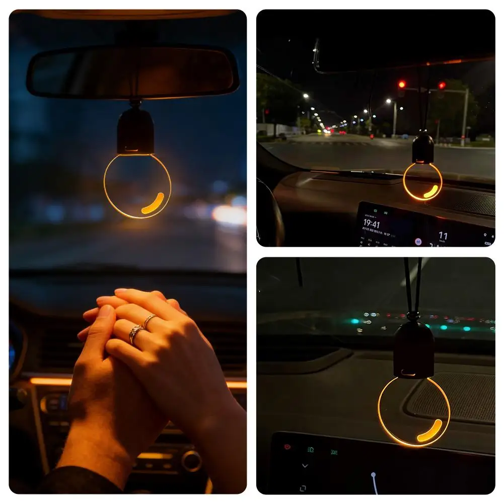 Retro Bulb Car Hanging Ambient Light 3 Brightness Levels Breathing Mode Acrylic Vintage Decor Car Ambiance Light Interior Access-image