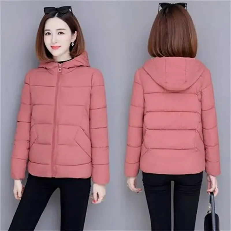 2023 New Down Cotton Jacket Women's Winter Coat  lady's Lightweight Padded Jacket lady's Padded Jacket Autumn Hooded Outwear Red