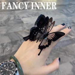 New Punk Butterfly Ring Black Exaggerate Gothic Three-Dimensional Vintage Finger Rings for Women Jewelry Accessories