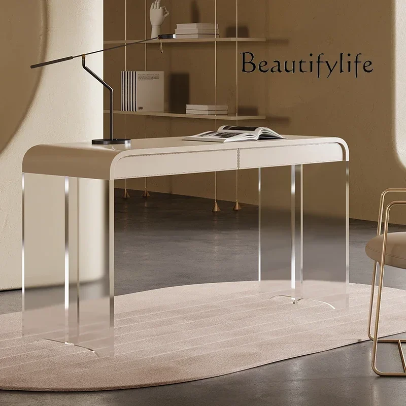 

AFrench Cream Retro Style Desk Designer Desk Minimalist Home Acrylic Suspension Dresser Writing Desk