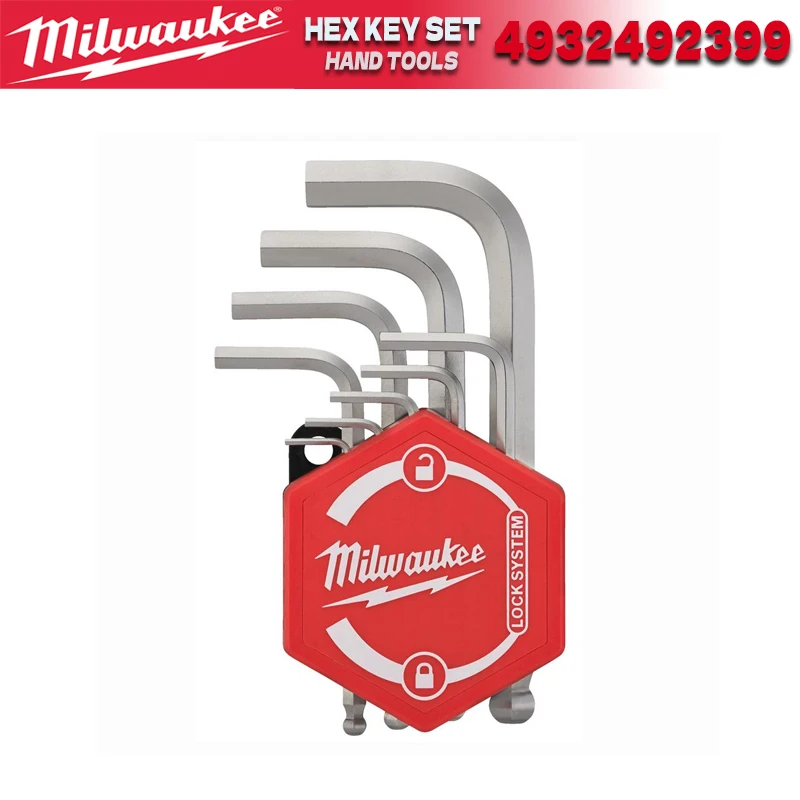 Milwaukee 9-Piece Set of L-Shaped Compact Ball Head Hexagonal Wrench Set, Hexagonal Wrench Manual Tool 4932492399/4932478621