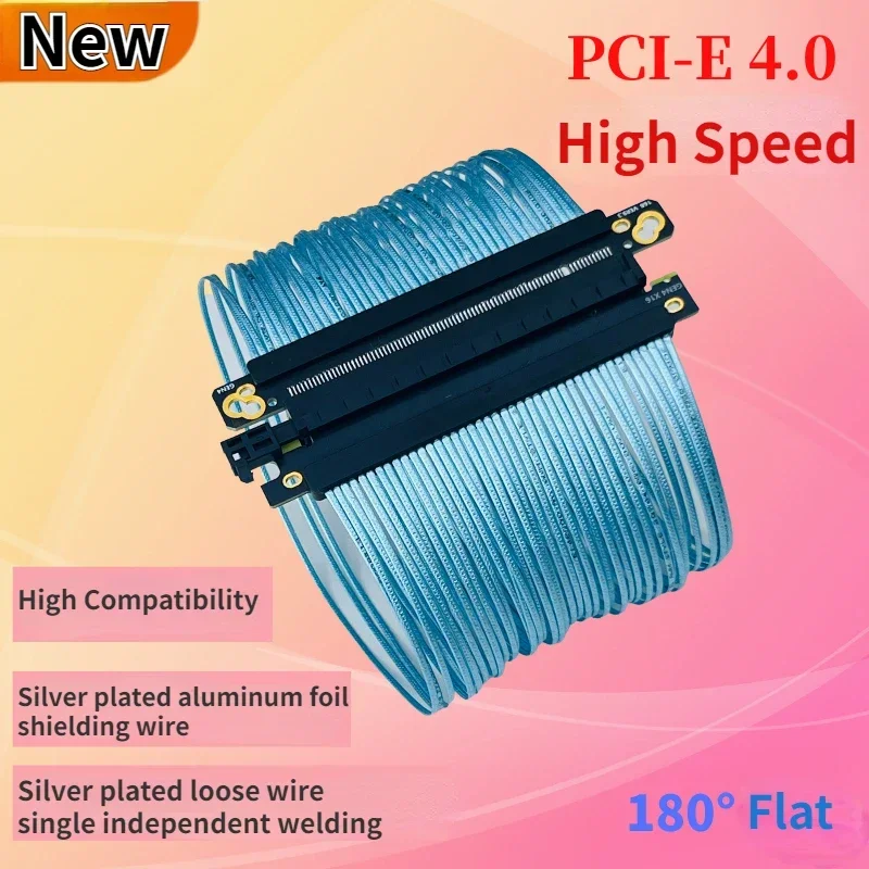 PCIE 4.0 X16 GPU Graphics Card Extension Cable PCI-E 4.0 32GB\S Gen4 5U Silver-Plated Riser Cable for AI Server 4090 Video Cards