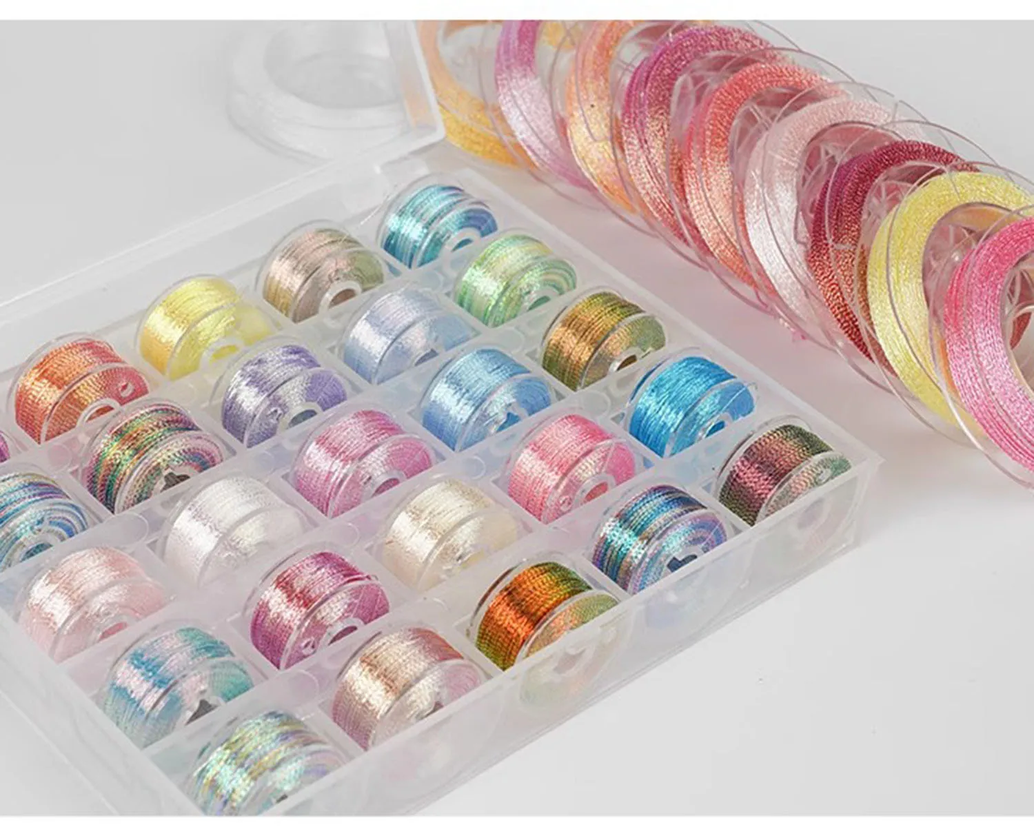 

3 strands iridescent thread, woven thread hilos de coser Handmade DIY bracelet necklace with gold and silver wire winding