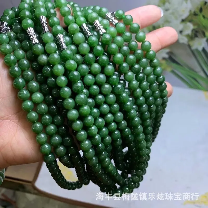 Hetian Jade 8Mm Mother Chain Round Bead Necklace Jewelry, No Black Spots, Fashionable And Versatile