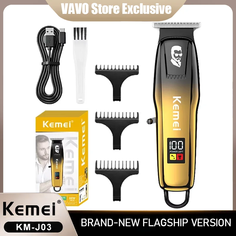 

Электрическая машинка для стрижки волос Kemei KM-J03, профессиональная машинка для стрижки волос для дома и салона, с цифровым дисплеем