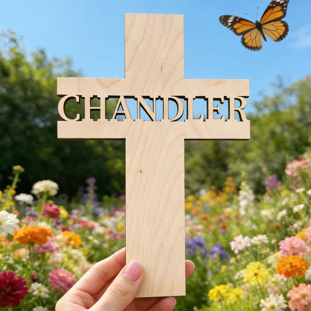 1Pc Custom Name Cross Wooden Decorative Name Plaque,Home Room Office Wall Door Decor,DIY Paintable,Nursery Birthday Wedding Gift