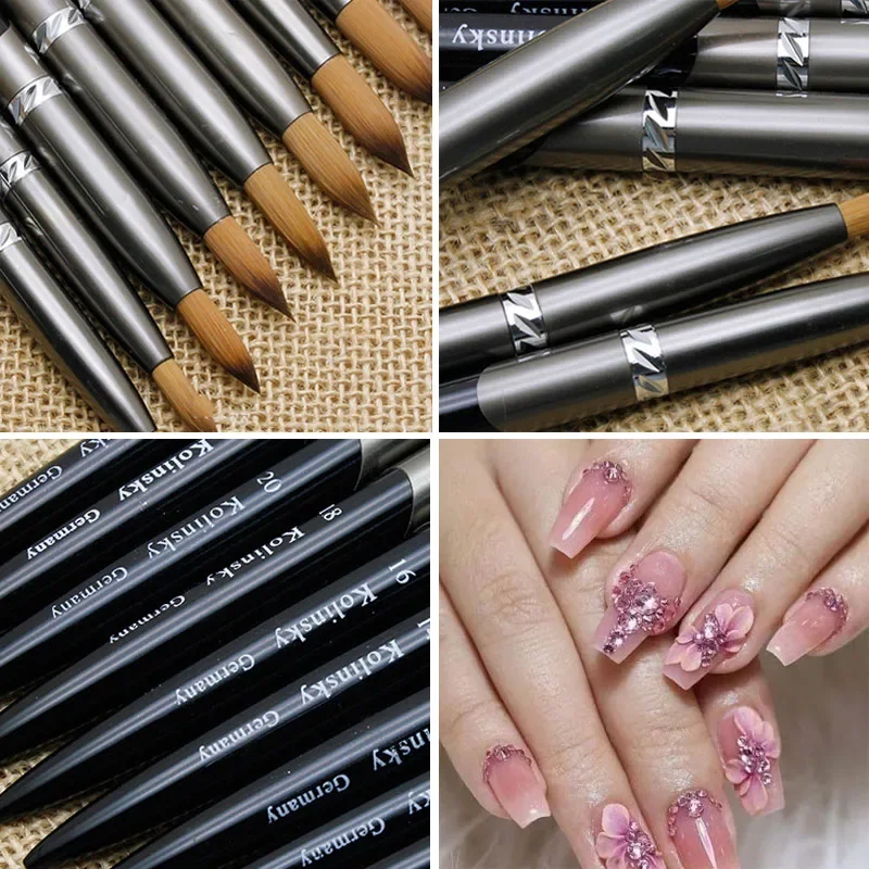 1 Pieces #8-#24 Nail Art Brush Kolinsky Hair Acrylic Round Nail Brush Portable Professional Painting Drawing Pen Nail Tools