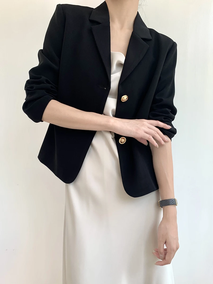 

Ruu Home Casual ort Женский костюм Jaet Bla Весна Осень Новый Sle Маленький размер Faionable Commute Sle Полиэстер