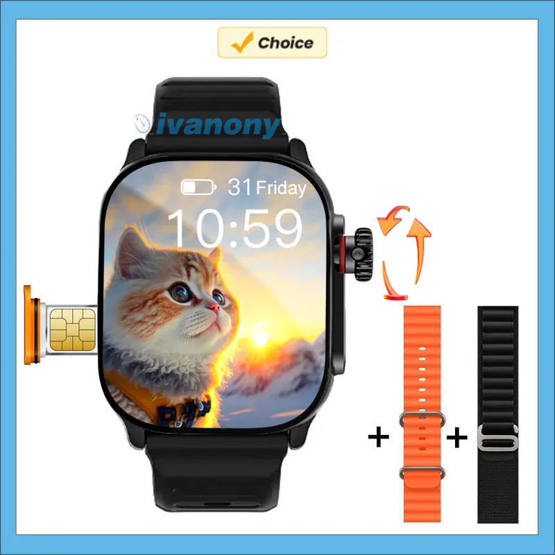 Умные часы CDS9 + ремешок Ultra 4G SIM-карта 180 °   Поворотная камера Google Play Store Приложение Загрузка европейской версии Smartwatch VS S10 S12