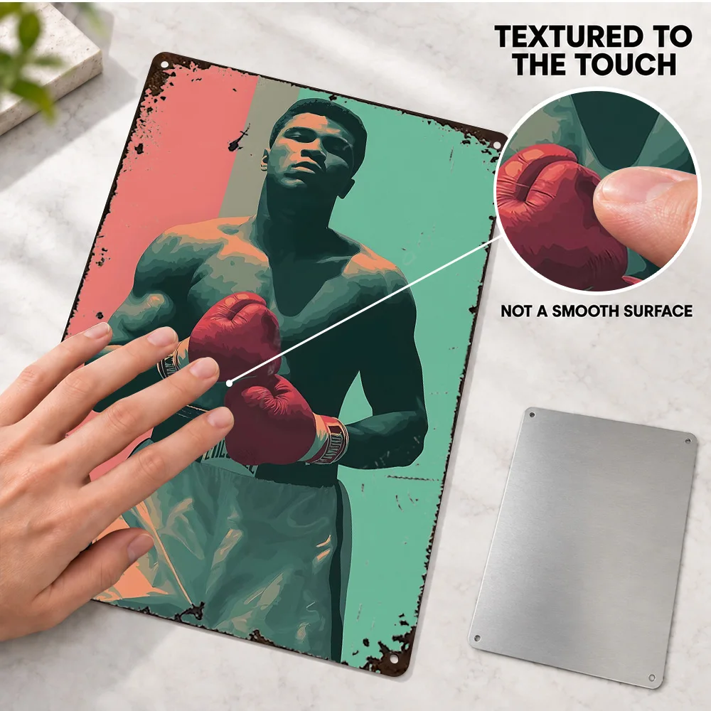 Muhammad Ali Boxing Printed Poster Personalized Aluminum Metal Sign Vintage Vector Portrait Wall Art For Bedroom Fight Fan Gift