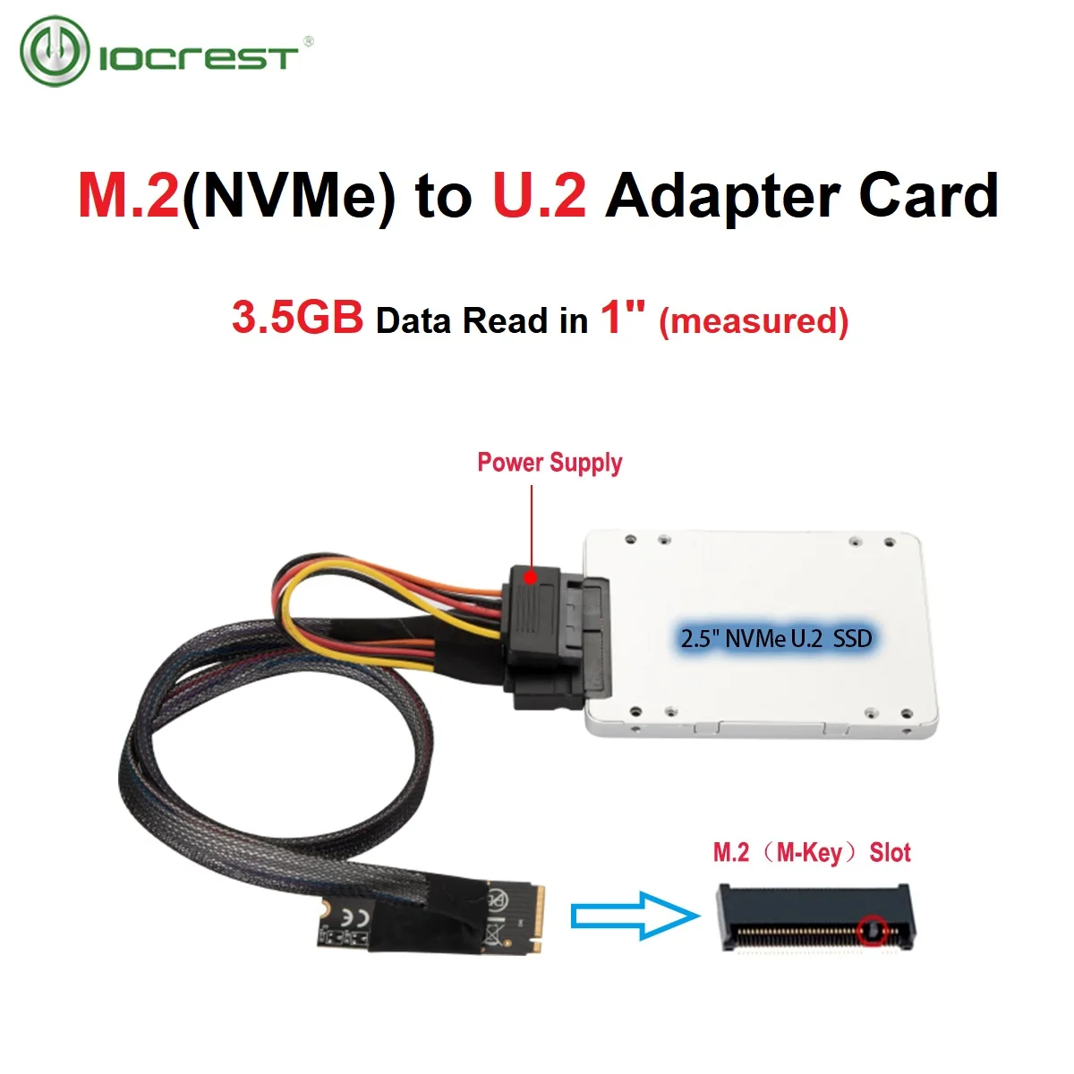 

IOCREST M.2 M-key to U.2 SFF-8639 Adapter Cable for Intel 750 P4610 Samsung 983 SFF-8639 Cable